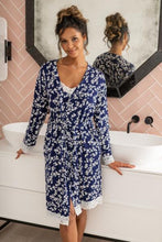 Load image into Gallery viewer, Pour Moi Sofa Loves LaceJersey Wrap Dressing Gown - Navy/White