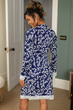 Load image into Gallery viewer, Pour Moi Sofa Loves LaceJersey Wrap Dressing Gown - Navy/White