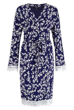 Load image into Gallery viewer, Pour Moi Sofa Loves LaceJersey Wrap Dressing Gown - Navy/White