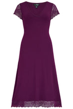 Load image into Gallery viewer, Pour Moi Bamboo Jersey Lace Secret Support Midi Chemise - Plum