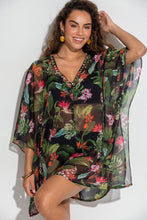 Load image into Gallery viewer, Pour Moi Chiffon V-Neck Embellished Kaftan - Black Tropical