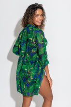 Load image into Gallery viewer, Pour Moi Chiffon Button Through Beach Shirt - Navy Fern