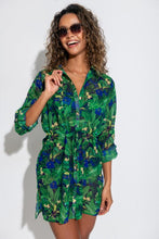 Load image into Gallery viewer, Pour Moi Chiffon Button Through Beach Shirt - Navy Fern