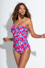 Load image into Gallery viewer, Pour Moi Santa Monica Strapless Tummy Control Swimsuit - Blue/Pink