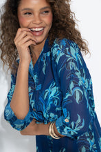 Load image into Gallery viewer, Pour Moi Chiffon Button Through Beach Shirt - Navy Floral