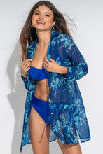 Load image into Gallery viewer, Pour Moi Chiffon Button Through Beach Shirt - Navy Floral