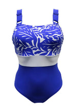 Load image into Gallery viewer, Pour Moi Palm Springs Colour Block Tummy Control Swimsuit - Ultramarine/White
