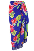 Load image into Gallery viewer, Pour Moi Fringe Trim Crinkle Multiway Sarong - Ultramarine/Pink