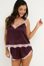 Load image into Gallery viewer, Pour Moi Dusk Satin and Lace Cami and Short set - Wine