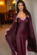 Load image into Gallery viewer, Pour Moi Dusk Satin and Lace Midi Chemise - Wine