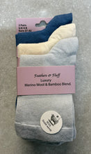 Load image into Gallery viewer, Feathers & Fluff Luxury Merino Wool & Bamboo Blend Plain Socks - 3 Pair Pack