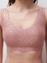 Load image into Gallery viewer, Chantelle Soft Stretch Padded Crop Top - Pink Shimmer Leopard Print