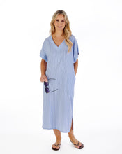 Load image into Gallery viewer, Slenderella Textured Stripe Beachwear Woven Kaftan - HC05205