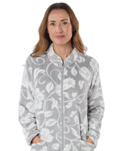 Load image into Gallery viewer, Luxury Elegance Printed Fleece Zip Up Dressing Gown