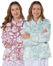 Load image into Gallery viewer, Luxury Elegance Printed Fleece Zip Up Bedjacket
