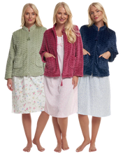 Load image into Gallery viewer, Luxury Heart Embossed Fleece Zip Up Bedjacket