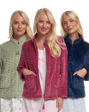 Load image into Gallery viewer, Luxury Heart Embossed Fleece Zip Up Bedjacket