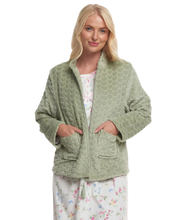Load image into Gallery viewer, Luxury Heart Embossed Fleece Zip Up Bedjacket