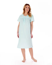 Load image into Gallery viewer, Slenderella Embroidered Yoke 42" Short Sleeve Polycotton Nightdress - ND55201