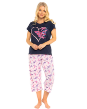 Load image into Gallery viewer, 100% COTTON Heart Short Sleeved Cropped Leg Pyjamas