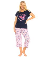 Load image into Gallery viewer, 100% COTTON Heart Short Sleeved Cropped Leg Pyjamas