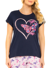 Load image into Gallery viewer, 100% COTTON Heart Short Sleeved Cropped Leg Pyjamas