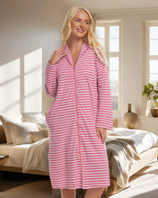 Load image into Gallery viewer, Cotton Stripe Zip Dressing Gown