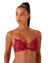 Load image into Gallery viewer, Gossard Superboost Lace Non-Padded Plunge Bra - Cranberry/Raspberry Sorbet