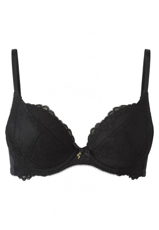Super boost Lace Plunge Bra in Black main image 1