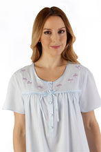 Load image into Gallery viewer, Slenderella Embroidered Yoke 42" Short Sleeve Polycotton Nightdress - ND55201