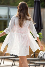 Load image into Gallery viewer, Pour Moi Chevron Stripe Button Through Beach Shirt - White
