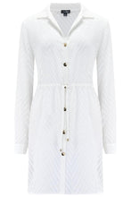 Load image into Gallery viewer, Pour Moi Chevron Stripe Button Through Beach Shirt - White
