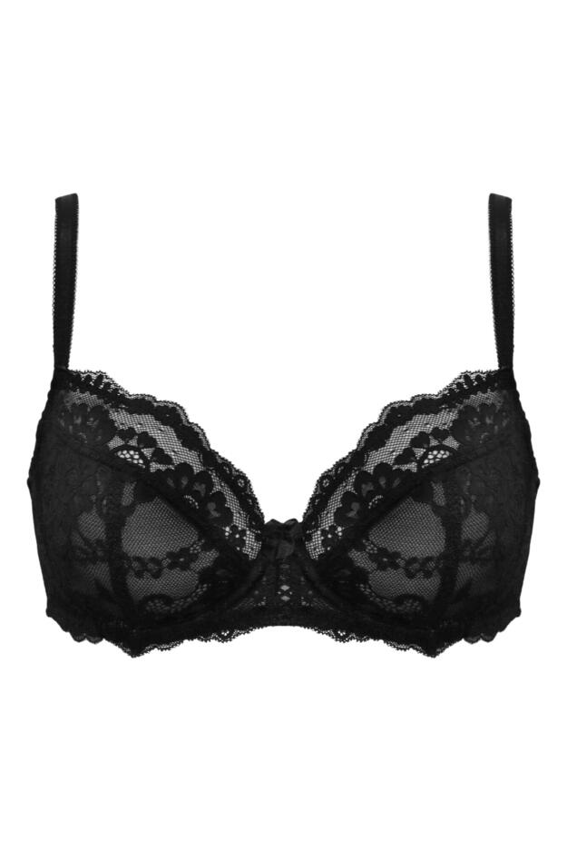 Pour Moi Fleur Non-Padded Underwired Balconette Bra - Black