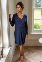 Load image into Gallery viewer, Pour Moi Sofa Loves Lace Long Sleeve V-Neck Hidden Support Nightdress - Navy
