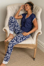 Load image into Gallery viewer, Pour Moi Sofa Loves Lace T-Shirt and Trouser Pyjama Set - Navy/White
