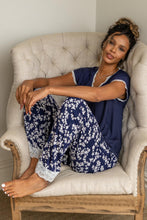 Load image into Gallery viewer, Pour Moi Sofa Loves Lace T-Shirt and Trouser Pyjama Set - Navy/White
