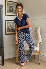 Load image into Gallery viewer, Pour Moi Sofa Loves Lace T-Shirt and Trouser Pyjama Set - Navy/White
