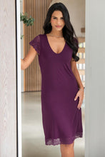 Load image into Gallery viewer, Pour Moi Bamboo Jersey Lace Secret Support Midi Chemise - Plum
