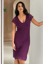 Load image into Gallery viewer, Pour Moi Bamboo Jersey Lace Secret Support Midi Chemise - Plum
