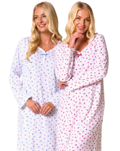Load image into Gallery viewer, Ditsy Floral Print 100% Cotton Jersey Long Sleeve Nightdress
