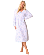 Load image into Gallery viewer, Ditsy Floral Print 100% Cotton Jersey Long Sleeve Nightdress
