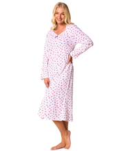 Load image into Gallery viewer, Ditsy Floral Print 100% Cotton Jersey Long Sleeve Nightdress
