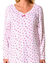 Load image into Gallery viewer, Ditsy Floral Print 100% Cotton Jersey Long Sleeve Nightdress
