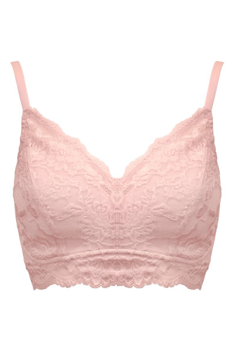 Pour Moi Love To Lounge Lace and Modal Rib Non-Wired Bra - Soft Pink