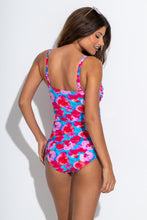 Load image into Gallery viewer, Pour Moi Santa Monica Strapless Tummy Control Swimsuit - Blue/Pink
