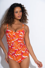 Load image into Gallery viewer, Pour Moi Santa Monica Strapless Tummy Control Swimsuit - Orange Tropical
