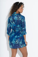 Load image into Gallery viewer, Pour Moi Chiffon Button Through Beach Shirt - Navy Floral
