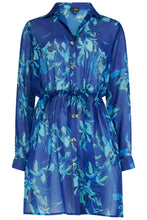 Load image into Gallery viewer, Pour Moi Chiffon Button Through Beach Shirt - Navy Floral
