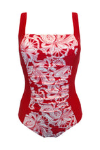 Load image into Gallery viewer, Pour Moi Santa Barbara Ruched Tummy Control Swimsuit - Red/White
