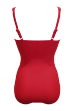 Load image into Gallery viewer, Pour Moi Santa Barbara Ruched Tummy Control Swimsuit - Red/White
